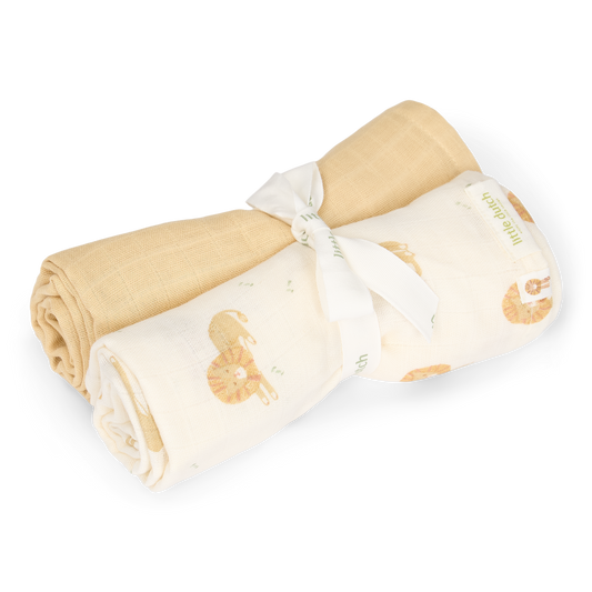 Set de 2 langes en gaze de coton Safari Leo 70 x 70 cm - Little Dutch