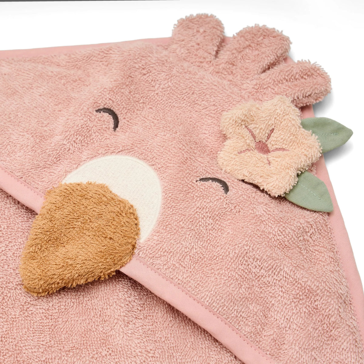 Cape de bain flamant rose en coton bio 75 × 75 cm – Little Dutch