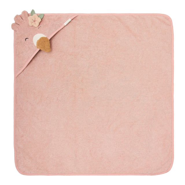 Cape de bain flamant rose en coton bio 75 × 75 cm – Little Dutch