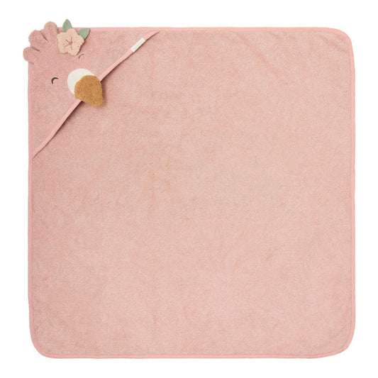 Cape de bain flamant rose en coton bio 75 × 75 cm – Little Dutch