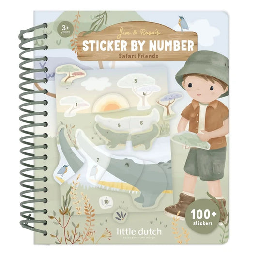 Cahier de stickers à numéros Jim Safari Friends – Little Dutch