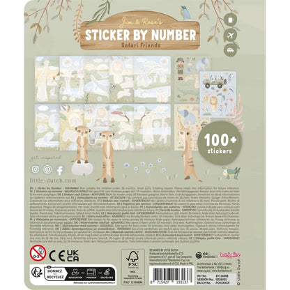 Cahier de stickers à numéros Rosa Safari Friends – Little Dutch