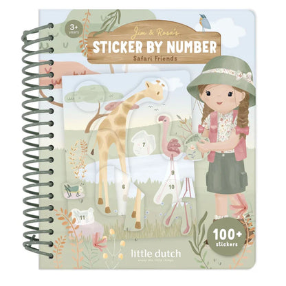 Cahier de stickers à numéros Rosa Safari Friends – Little Dutch