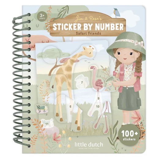 Cahier de stickers à numéros Rosa Safari Friends – Little Dutch