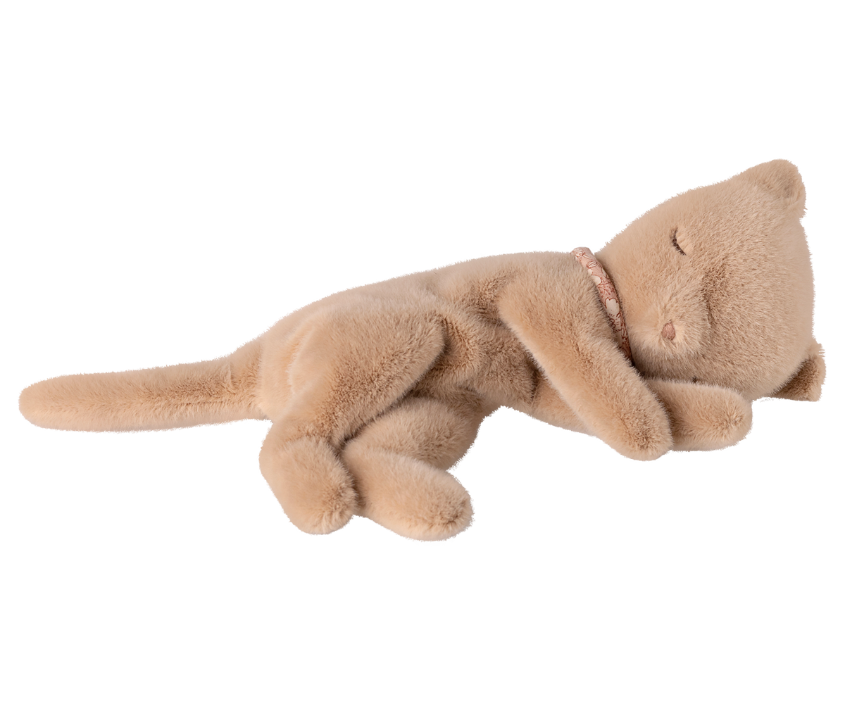 Peluche chaton endormi, Petit - Crème pêche - Maileg
