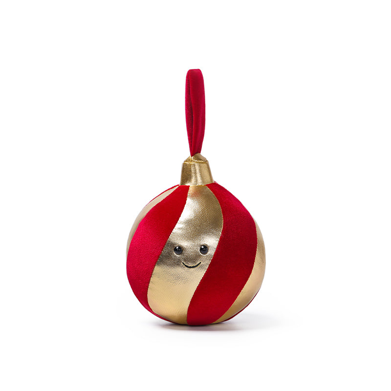 Peluche boule de Noël rouge et dorée 18 cm – McHugs