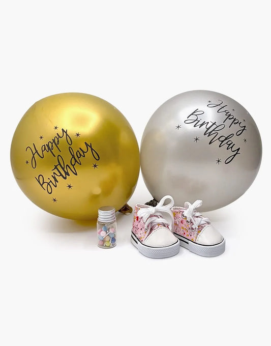 Lot accessoires d’anniversaire Mini Panchas avec Komvers Petites fleurs roses - Minikane