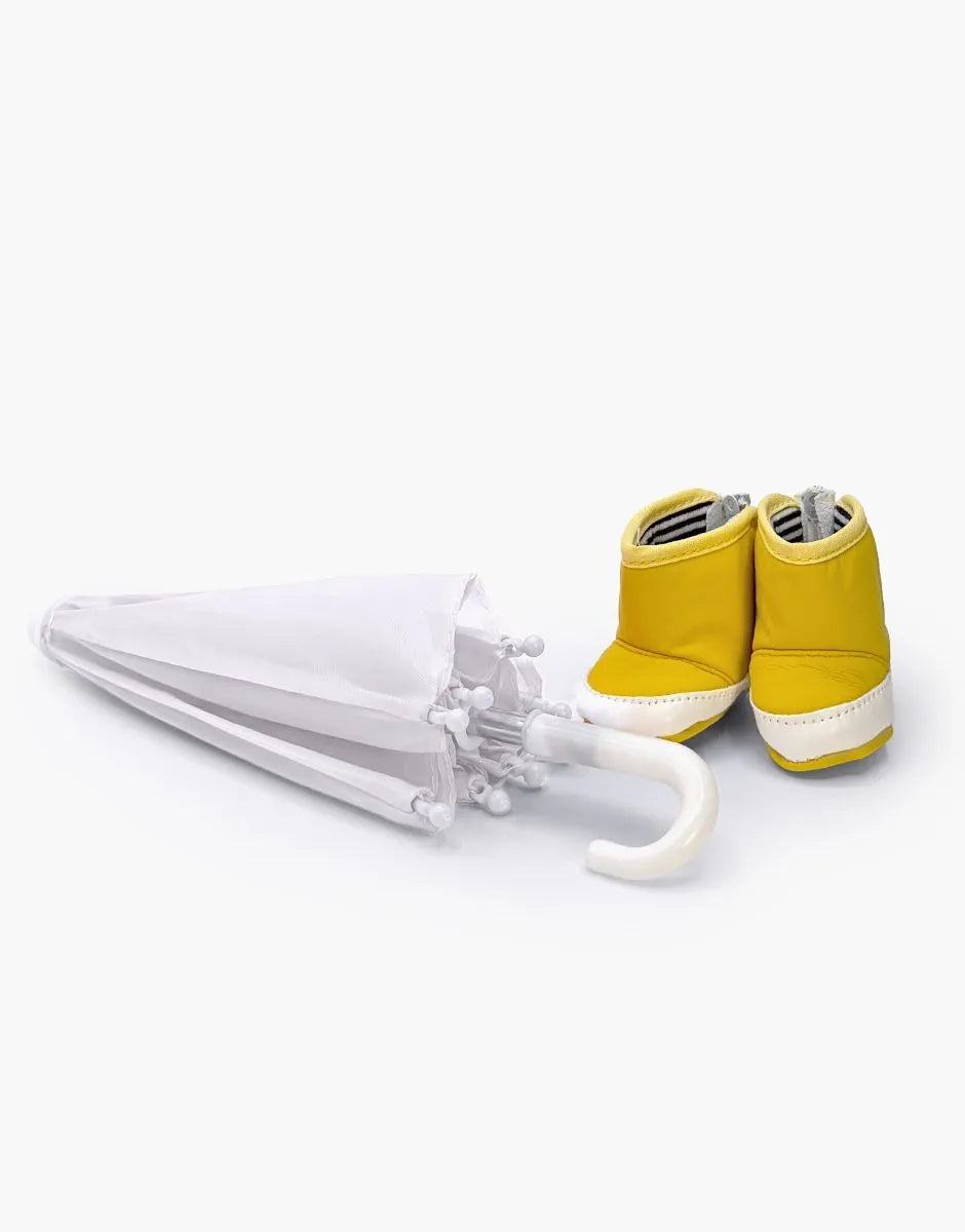 Lot accessoires de pluie Mini Panchas avec parapluie blanc - Minikane