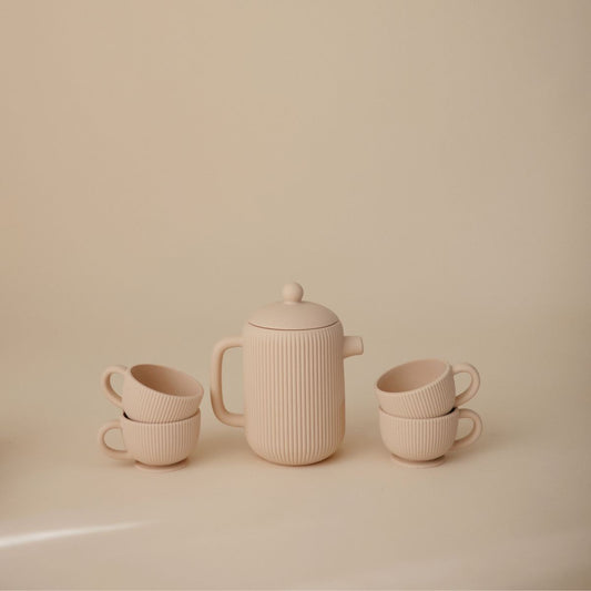 Service à thé en silicone – Théière et 3 tasses – Mushie