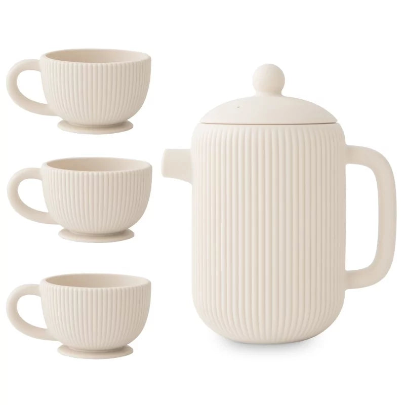 Service à thé en silicone – Théière et 3 tasses – Mushie