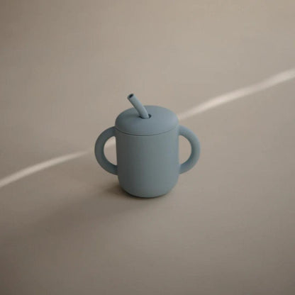 Gobelet d'apprentissage à paille - bleu - Mushie