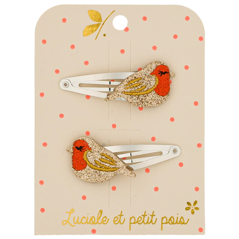 Barrettes Ruby le rouge-gorge (paire) | Luciole et Petit Pois