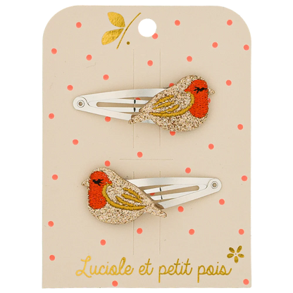 Barrettes Ruby le rouge-gorge (paire) | Luciole et Petit Pois