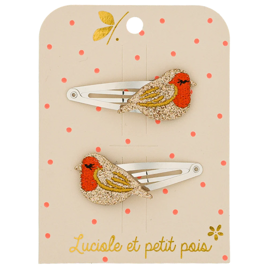 Barrettes Ruby le rouge-gorge (paire) | Luciole et Petit Pois