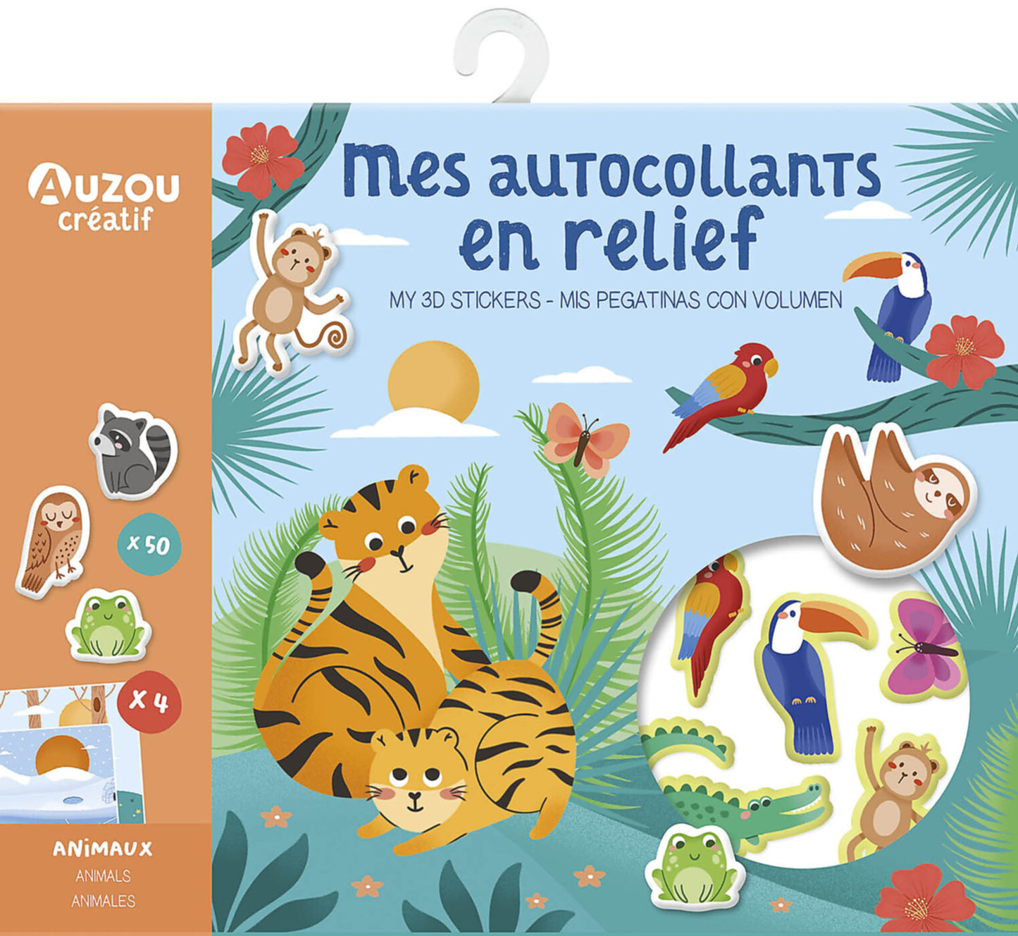Ma pochette d'artiste - Mes autocollants en relief - Animaux - Auzou
