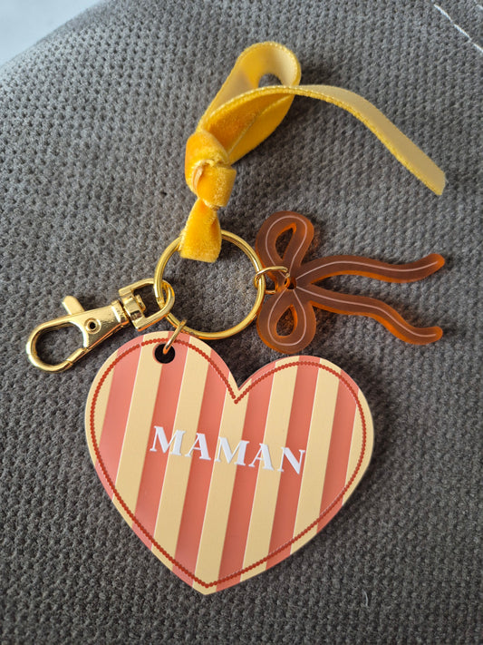 Porte clés cœur - Miroir de sac grigris #Maman