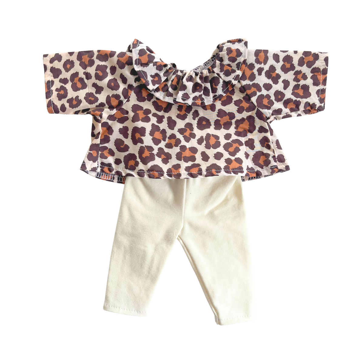 Vêtement poupée - Ensemble blouse léopard à col+ legging