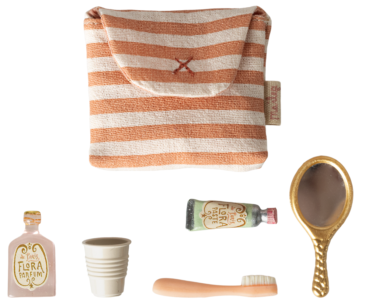 Trousse de toilettes, Souris - Rayé rouge - Maileg