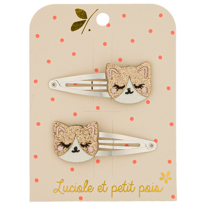 Barrettes Kitty le chat (paire) - Luciole et petit pois