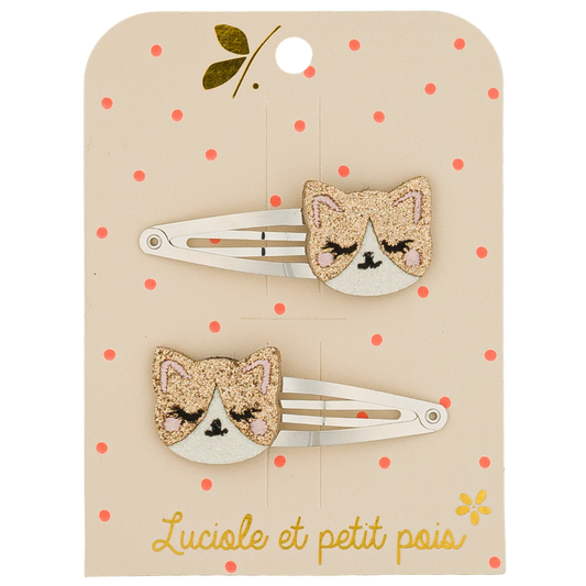 Barrettes Kitty le chat (paire) - Luciole et petit pois