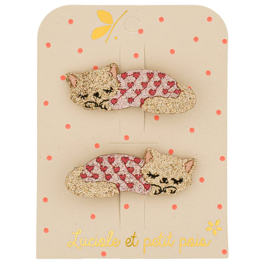 Barrettes Moka le chat  - Luciole et Petit Pois