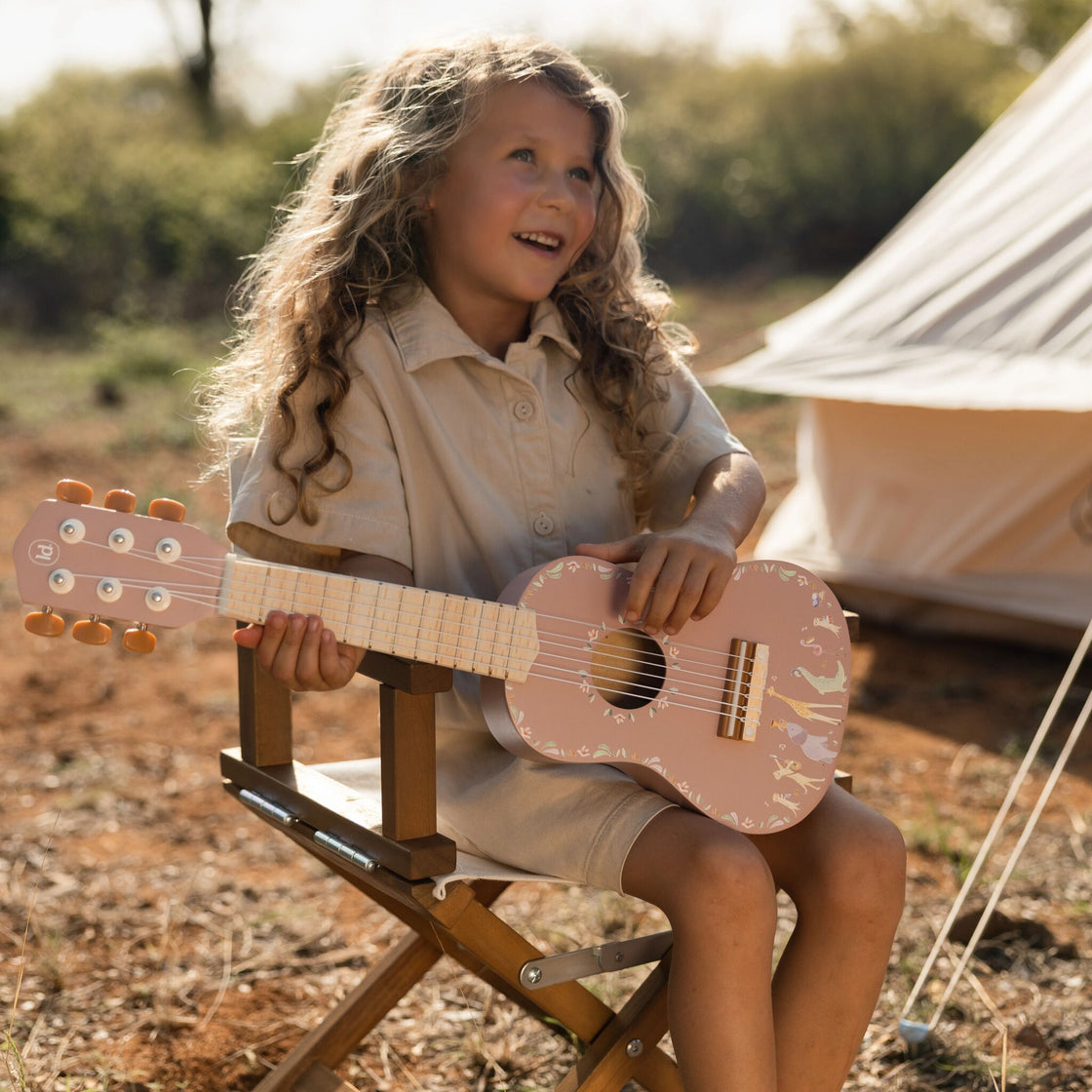 Guitare rose en bois -Safari Friends - Little Dutch