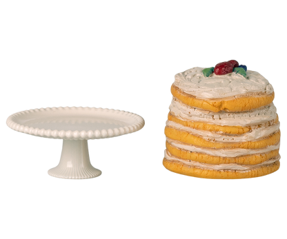 Gâteau de fête et présentoir pour souris blanc cassé – Maileg