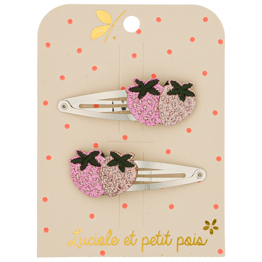 Barrettes Strawbie les fraises (paire) - Luciole et petit pois