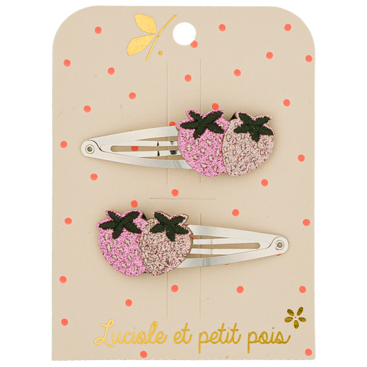 Barrettes Strawbie les fraises (paire) - Luciole et petit pois
