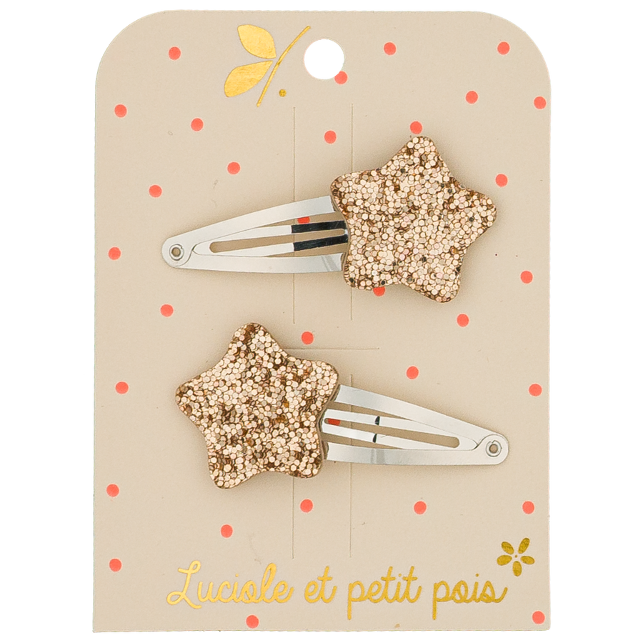 Barrettes Bubble star - Or (paire) - Luciole et petit pois
