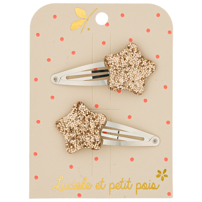 Barrettes Bubble star - Or (paire) - Luciole et petit pois