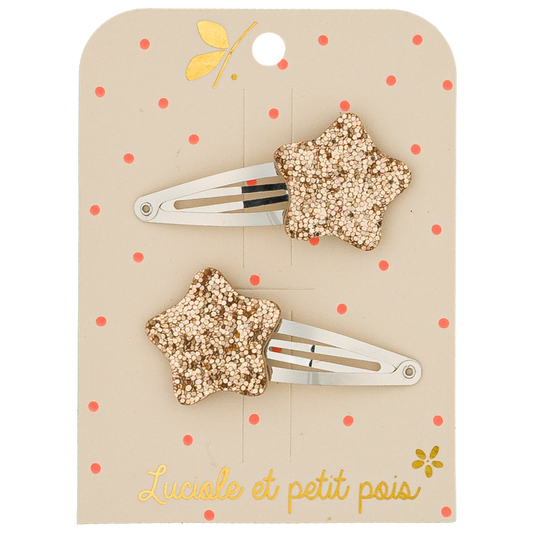 Barrettes Bubble star - Or (paire) - Luciole et petit pois