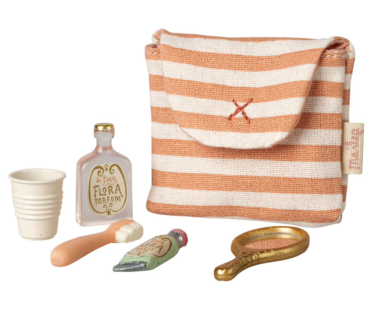 Trousse de toilettes, Souris - Rayé rouge - Maileg