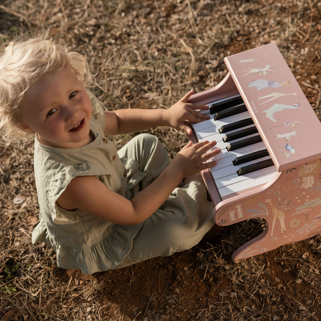 Piano en bois rose  - Safari Friends - Little Dutch