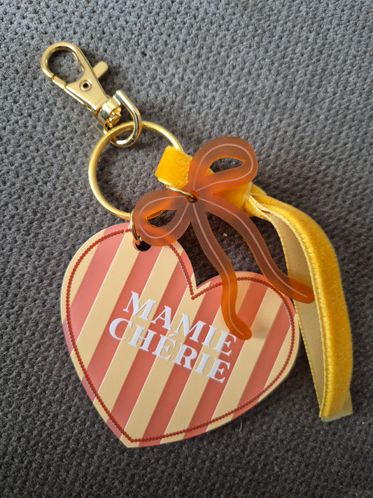 Porte clés cœur - Miroir de sac grigris #Mamie chérie