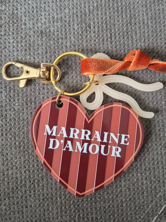 Porte clés cœur - Miroir de sac grigris #Marraine d'amour