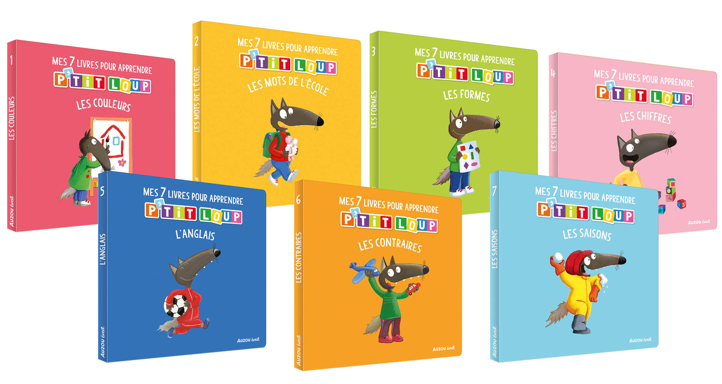 Bibliothèque p'tit loup - Mes 7 livres pour apprendre - Auzou