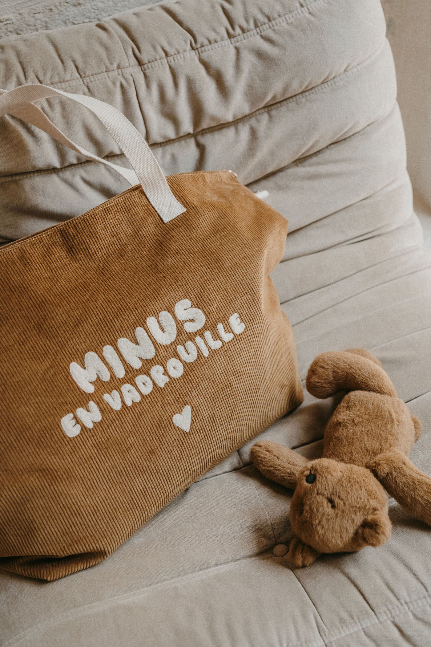 Sac XL velours #Minus en vadrouille