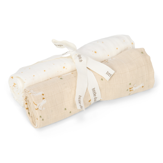 Set de 2 langes en gaze de coton- Little Goose  70 x 70 cm